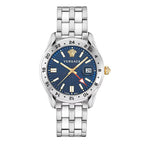 Versace Greca Time Men's Blue Silver GMT Quartz Watch