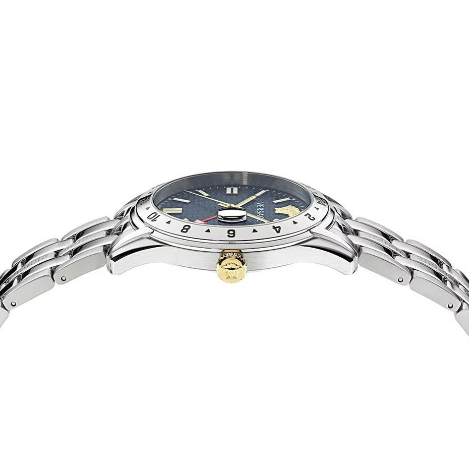 Versace Greca Time Men's Blue Silver GMT Quartz Watch