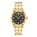 Versace Greca Time GMT Date 41mm Black Gold Men’s Watch