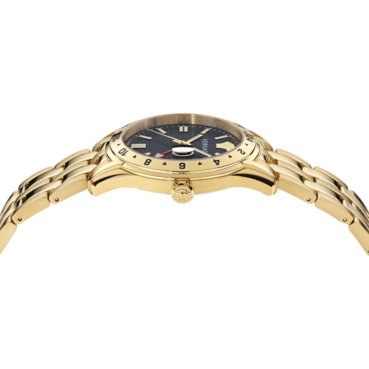 Versace Greca Time GMT Date 41mm Black Gold Men’s Watch