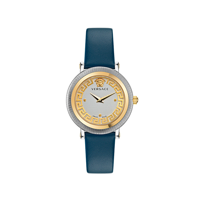 Versace Greca Flourish Ladies' Silver Blue Quartz Watch
