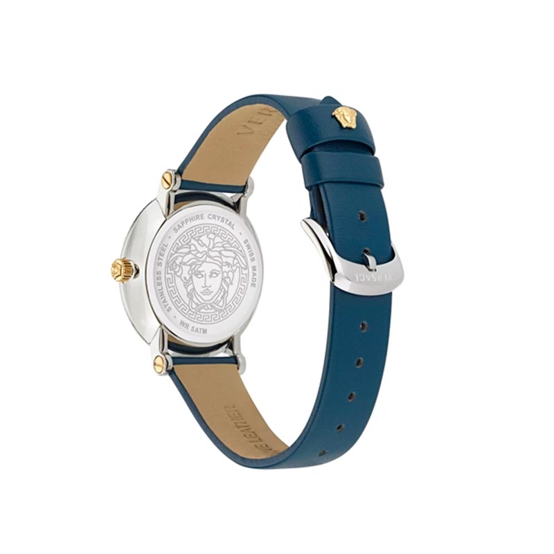 Versace Greca Flourish Ladies' Silver Blue Quartz Watch