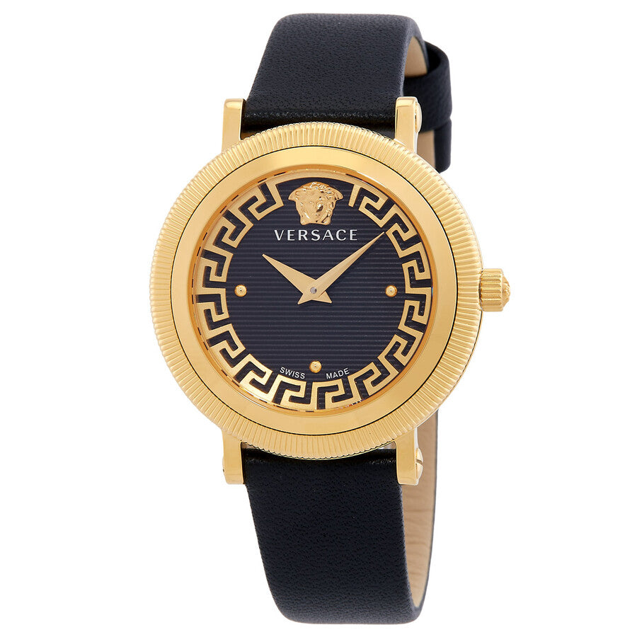 Versace Greca Flourish Quartz Ladies' Black Gold Watch