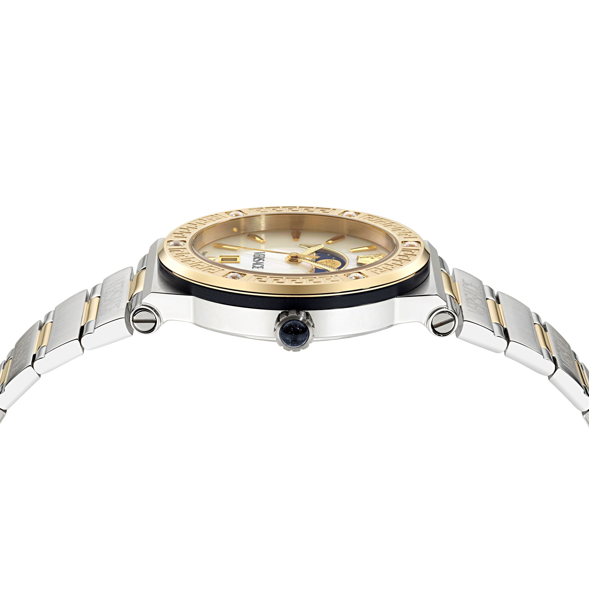 Versace Greca Logo Moonphase Ladies' White Two-Tone Watch