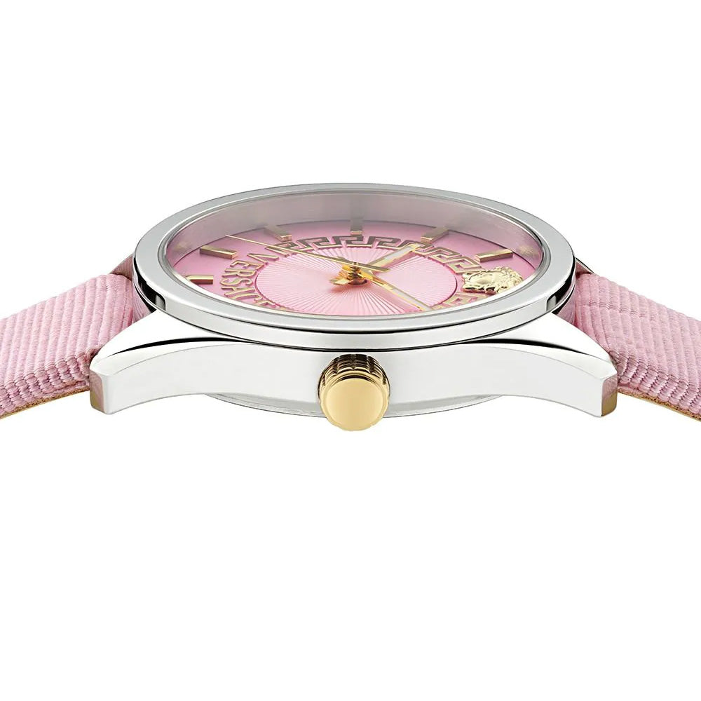 Versace V Circle Quartz Ladies' Pink Guilloché Watch