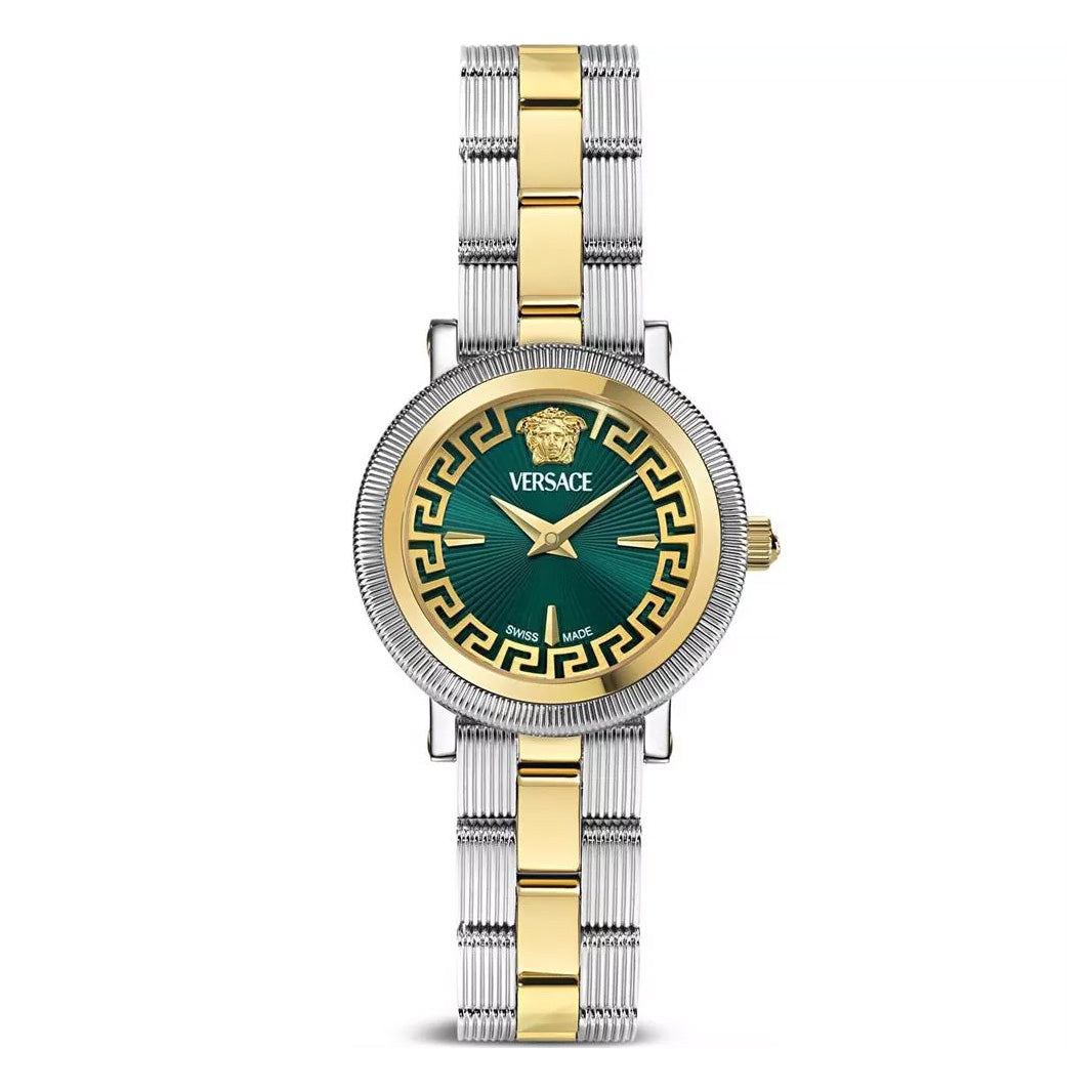 Versace Greca Flourish 28mm Green Ladies’ Watch Two-Tone Bracelet