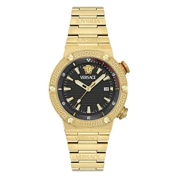 Versace Greca Logo Men’s Black Gold Watch
