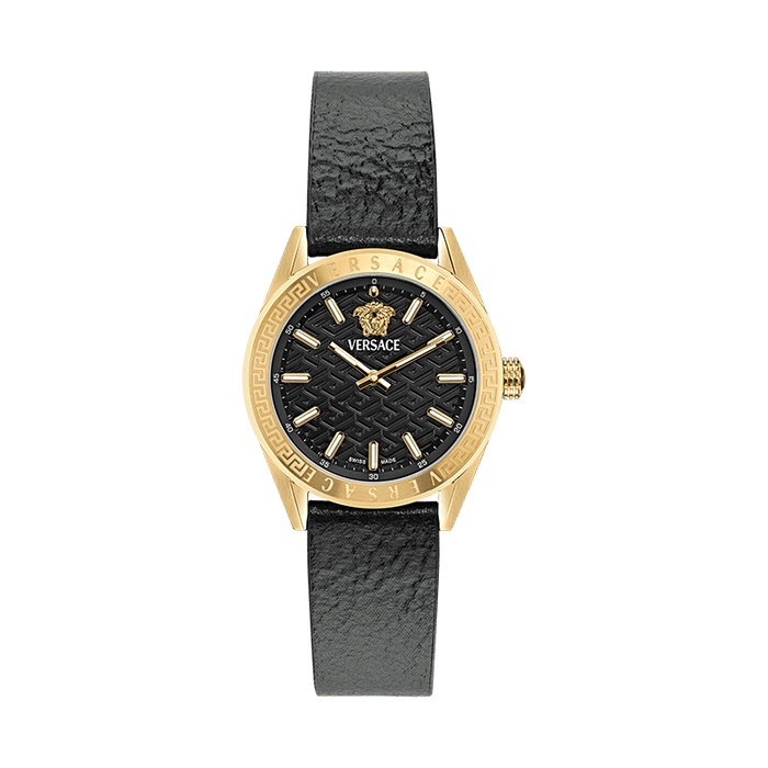 Versace V-Code Quartz Ladies' Black Gold Watch