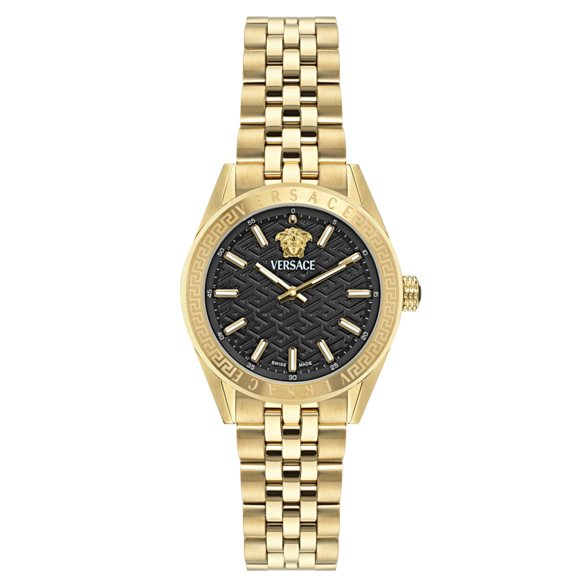 Versace V-Code Ladies’ Black Gold Quartz Watch