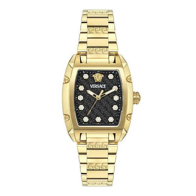 Versace Dominus Ladies’ Black Gold Tonneau Watch
