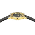 Versace Daedalus Ladies' Gold Black Leather Watch