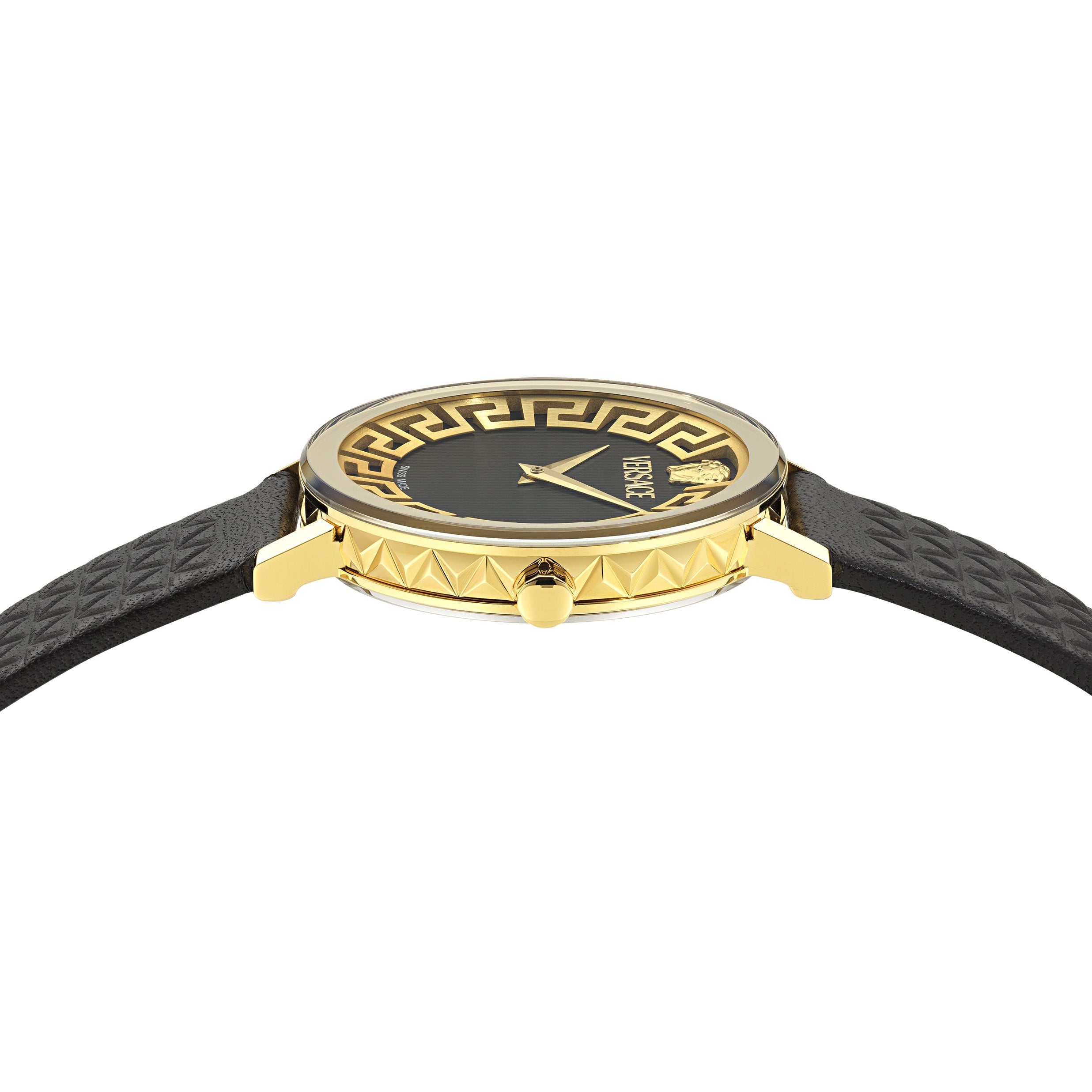 Versace Daedalus Ladies Black Gold Watch