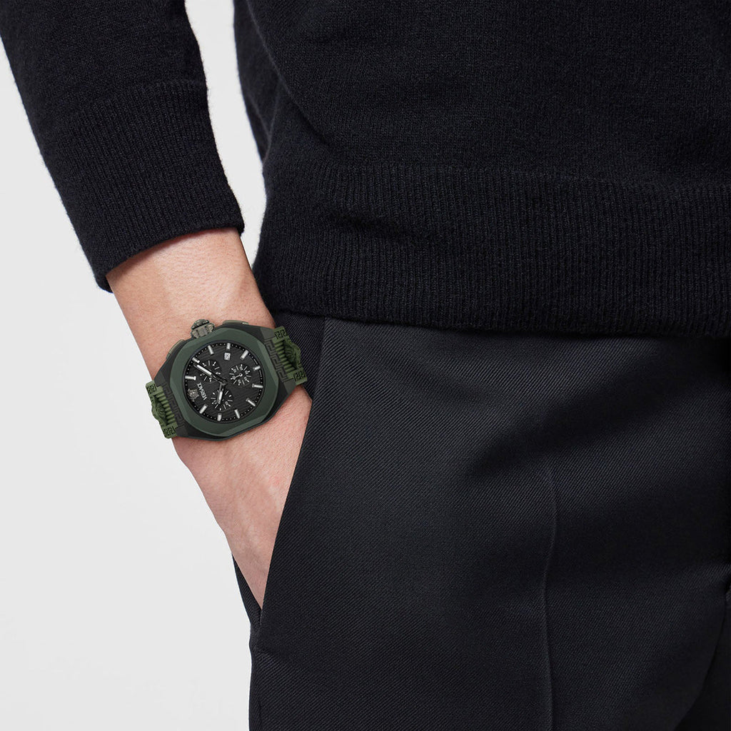 Versace V-Legend 44mm Black Green Men’s Chronograph Watch