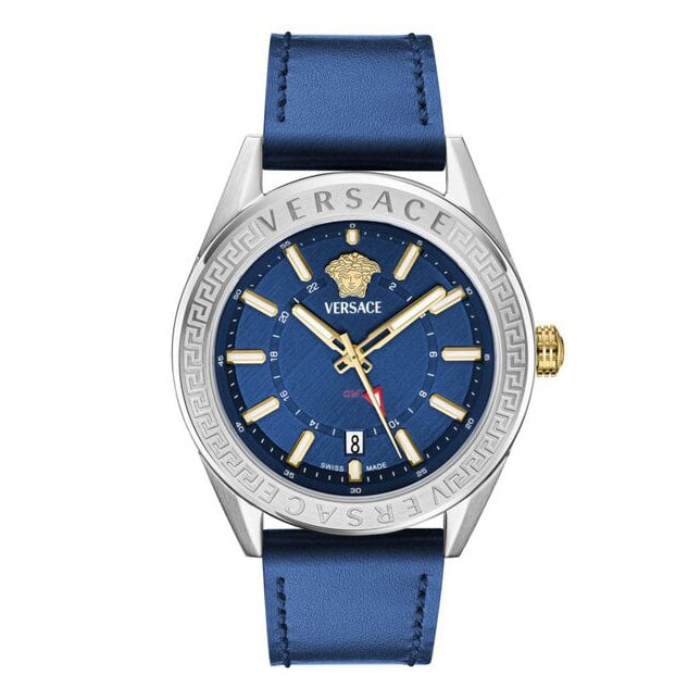 Versace Men’s V-Code GMT Blue Quartz Watch