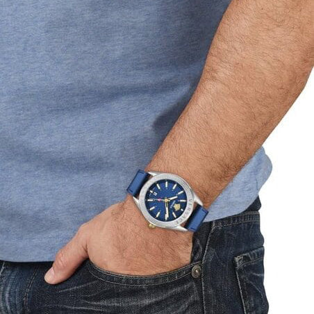 Versace Men’s V-Code GMT Blue Quartz Watch