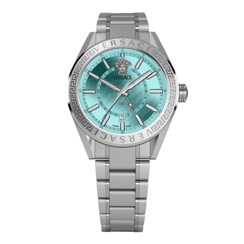Versace V-Code GMT Turquoise Silver Men’s Watch