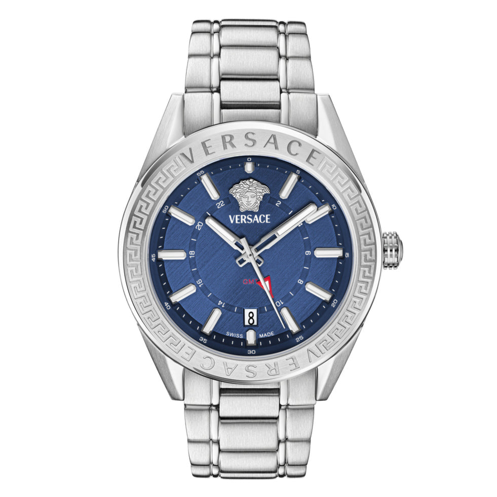 Versace V-Code GMT Blue Silver Men’s Watch
