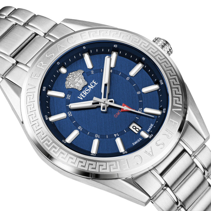 Versace V-Code GMT Men’s Blue Silver Watch