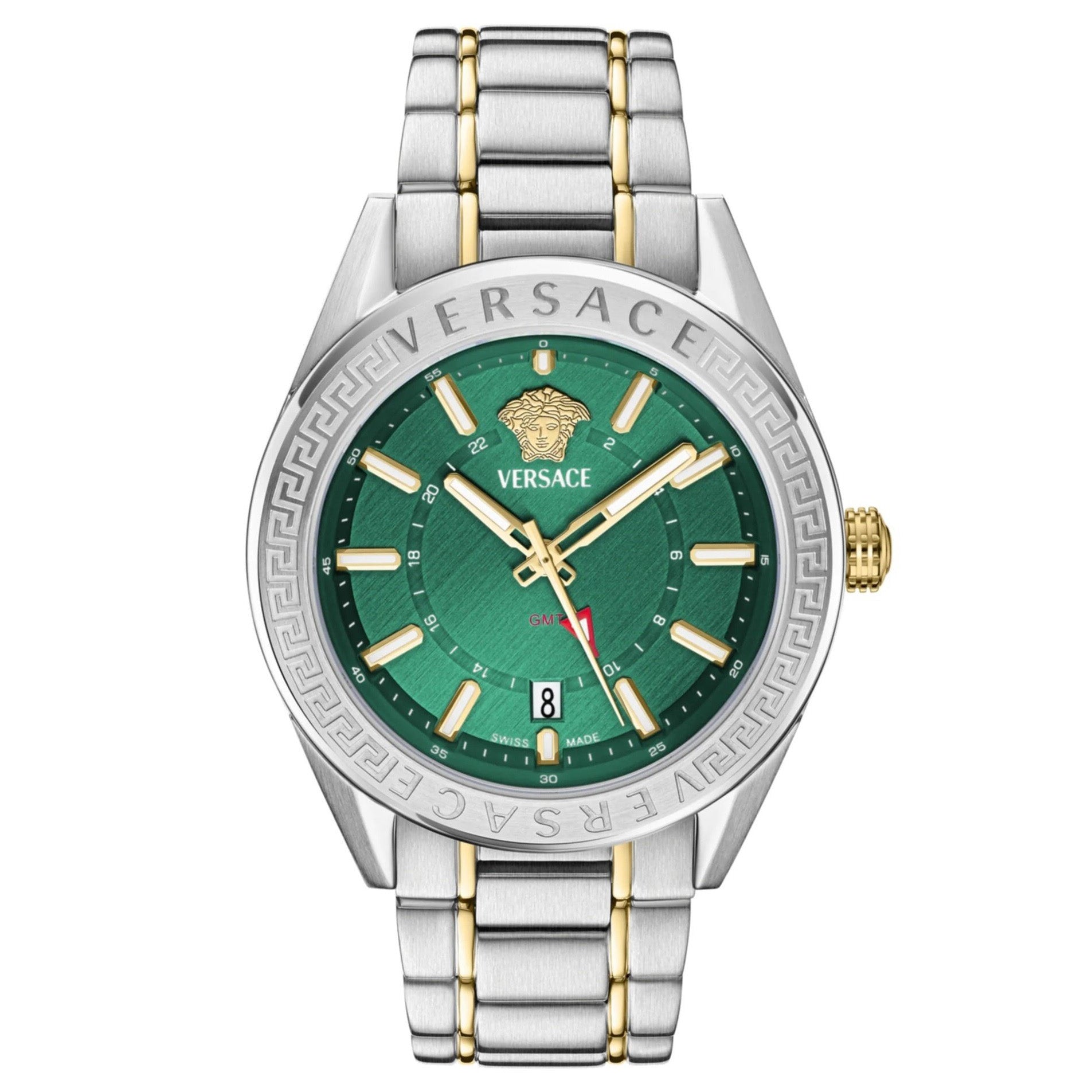 Versace V-Code GMT Men’s Green Two-Tone Watch