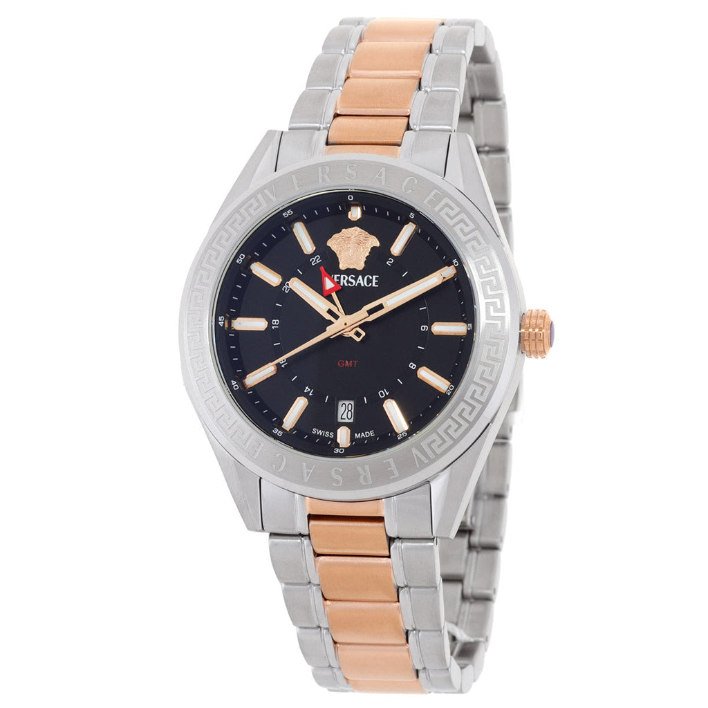 Versace V-Code GMT 42mm Black Two-Tone Men’s Dress Watch