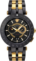 Versace Men's Watch V-Race 46mm Black Gold Two-Tone Bracelet