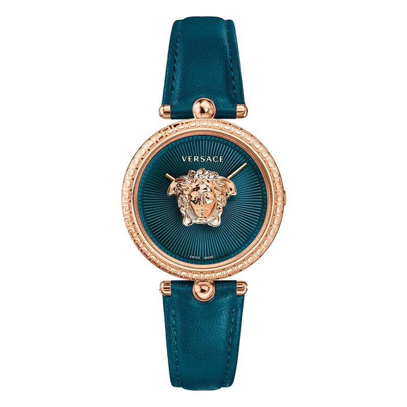 Versace Ladies Watch Palazzo Empire 34mm Teal Rose Gold