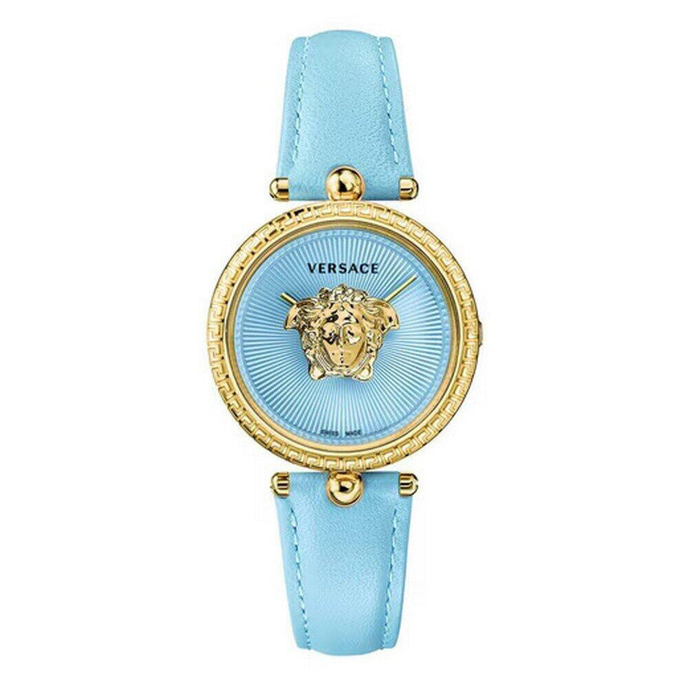 Versace Palazzo 34mm Light Blue Ladies’ Leather Strap Watch