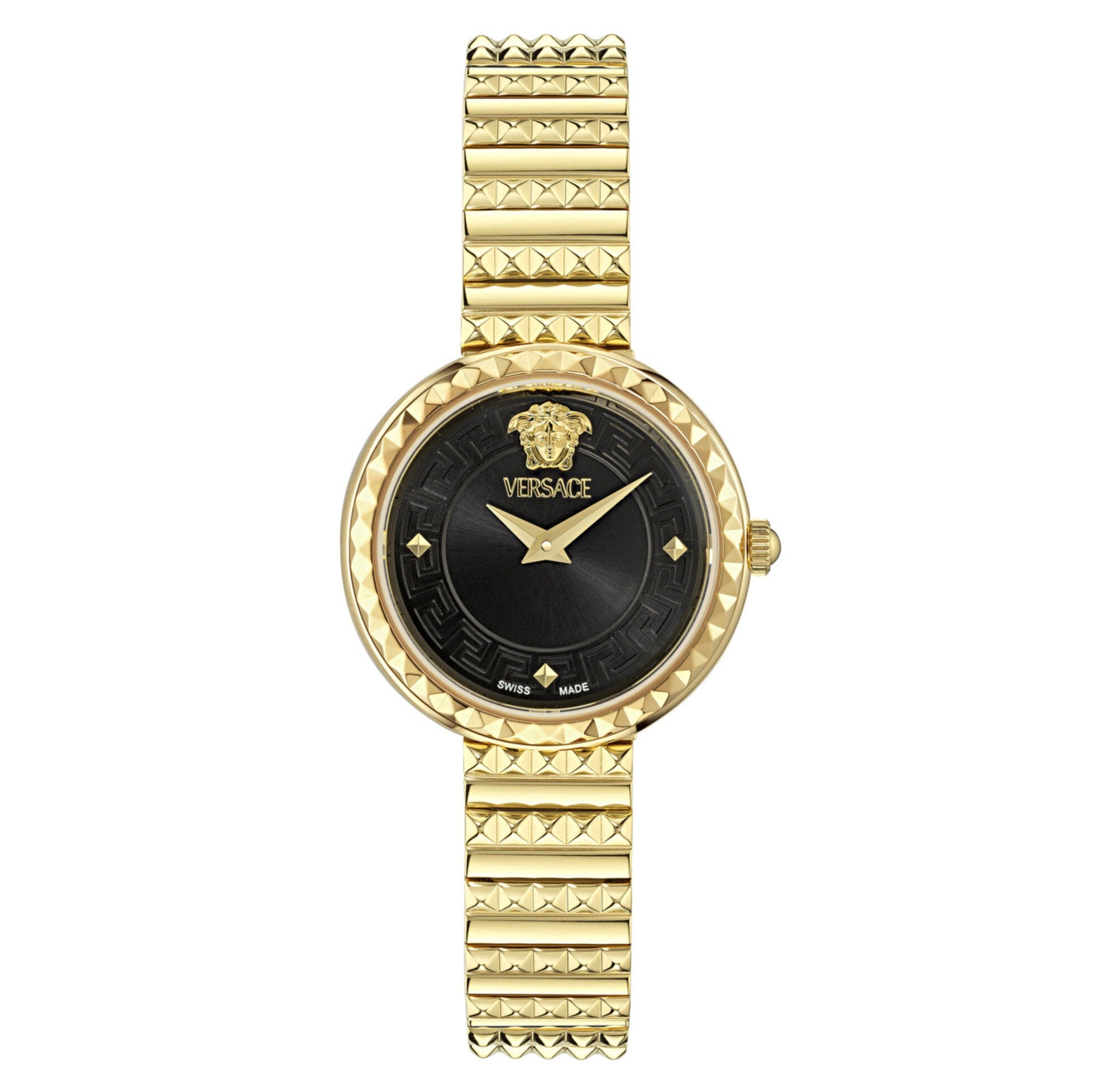 Versace Greca Goddess Petite Ladies' Black Gold Watch