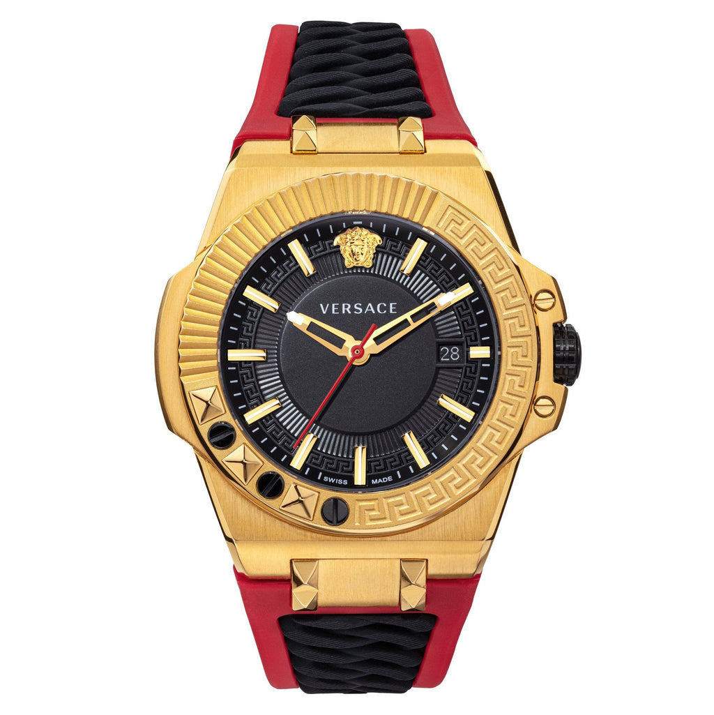 Versace Chain Reaction Men's Black Gold Quartz Watch