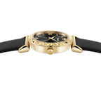 Versace Mini Vanity Ladies Watch 27mm Black Dial Leather Strap