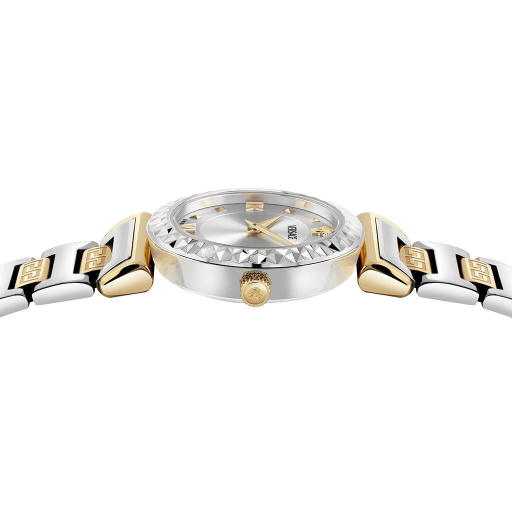 Versace Mini Vanity Silver Ladies Watch 27mm Two Tone Bracelet
