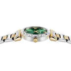 Versace Mini Vanity Ladies Watch 27mm Green Dial Two Tone Bracelet