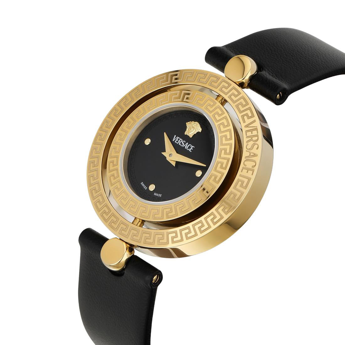 Versace Eon Restyling 33.5mm Ladies Black Leather Watch
