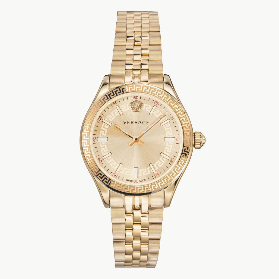 Versace Hellenyium 36mm Gold Dial Stainless Steel Ladies Watch