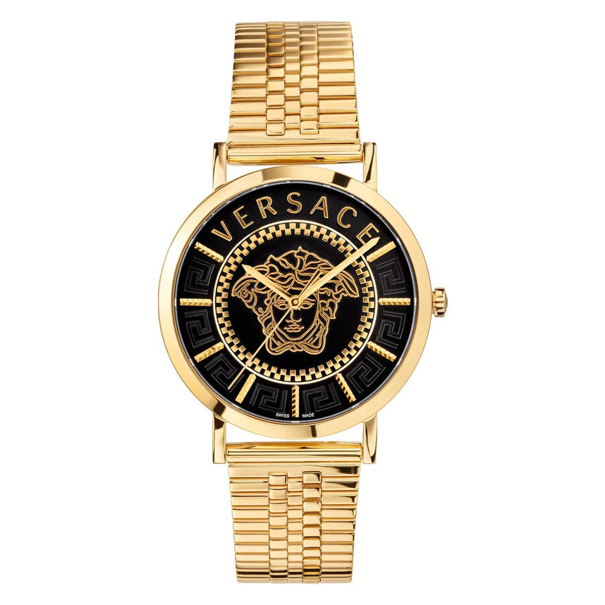 Versace Men's Watch V-Essential Black Gold Bracelet