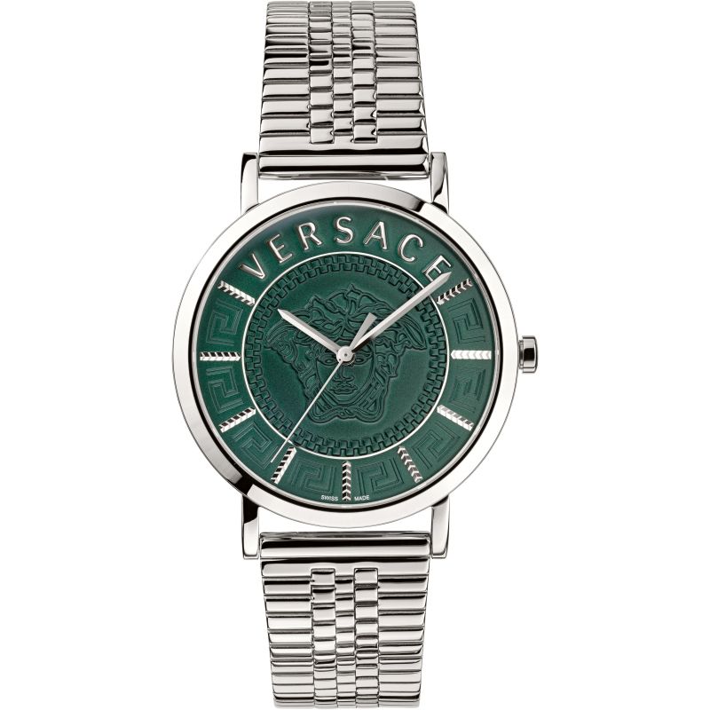 Versace Men's Watch V-Essential Green Bracelet
