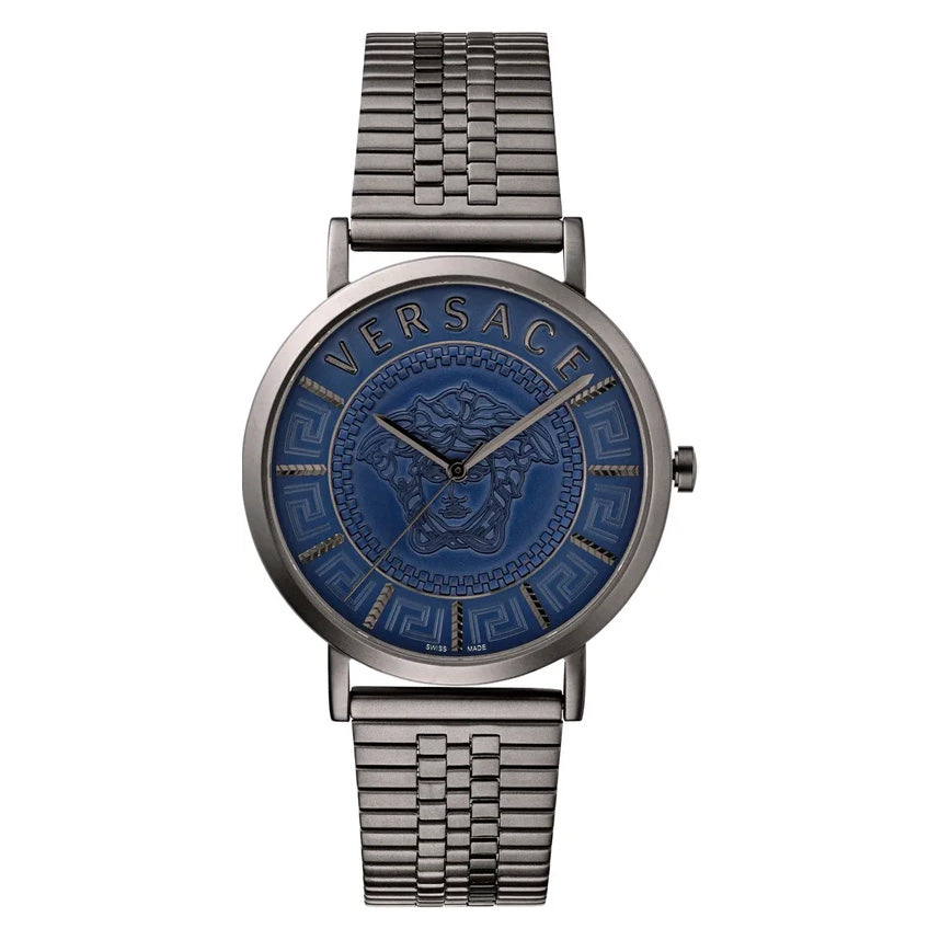 Versace Men's Watch V-Essential Blue Black Bracelet