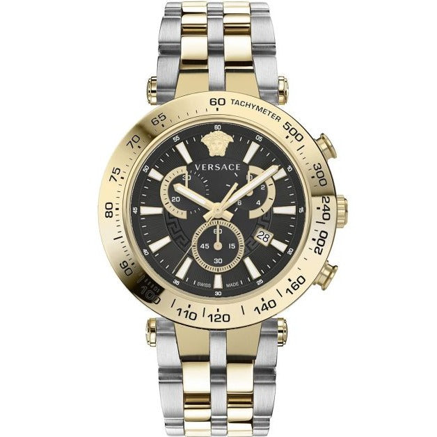 Versace Men's Watch Bold Chrono 46mm Black Two-Tone Bracelet