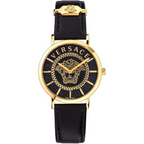 Versace Essential Ladies Black Gold Watch