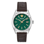 Versace Athletics 41mm Green Dial Leather Strap Men's Watch