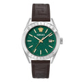 Versace Athletics Men's Watch 41mm Green Dial Brown Leather Strap
