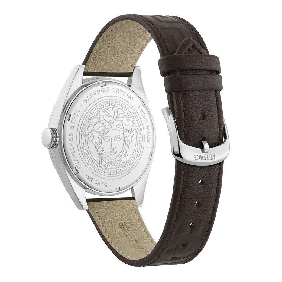 Versace Athletics 41mm Green Dial Leather Strap Men's Watch