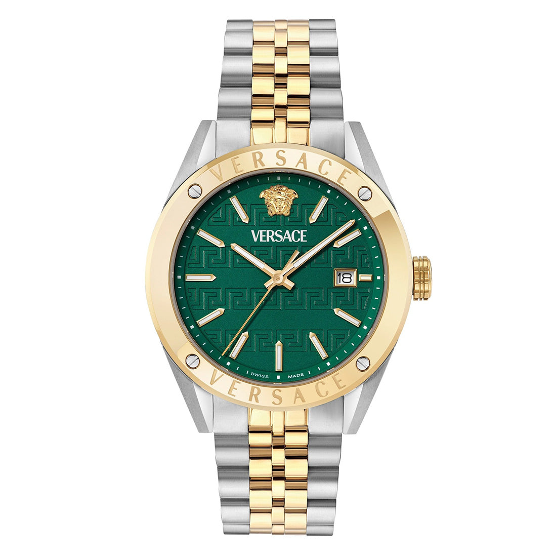 Versace Athletics 41mm Green Dial Two-Tone Men's Watch