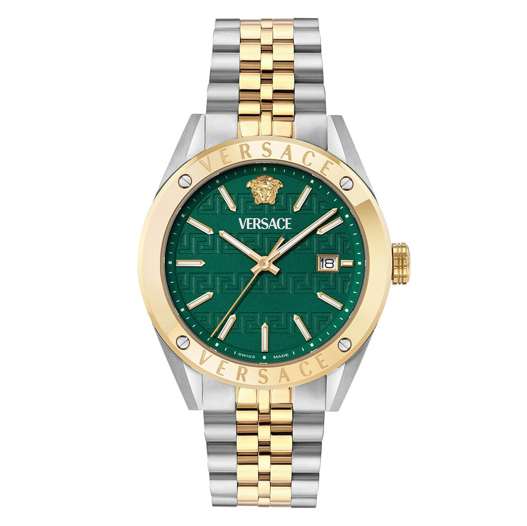 Versace Athletics Men's Watch 41mm Green Dial Two-Tone Bracelet