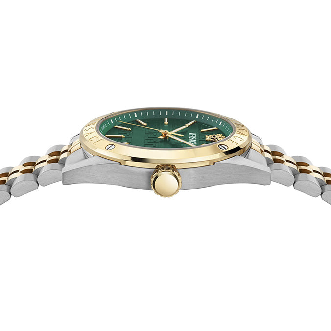 Versace Athletics Men's Watch 41mm Green Dial Two-Tone Bracelet