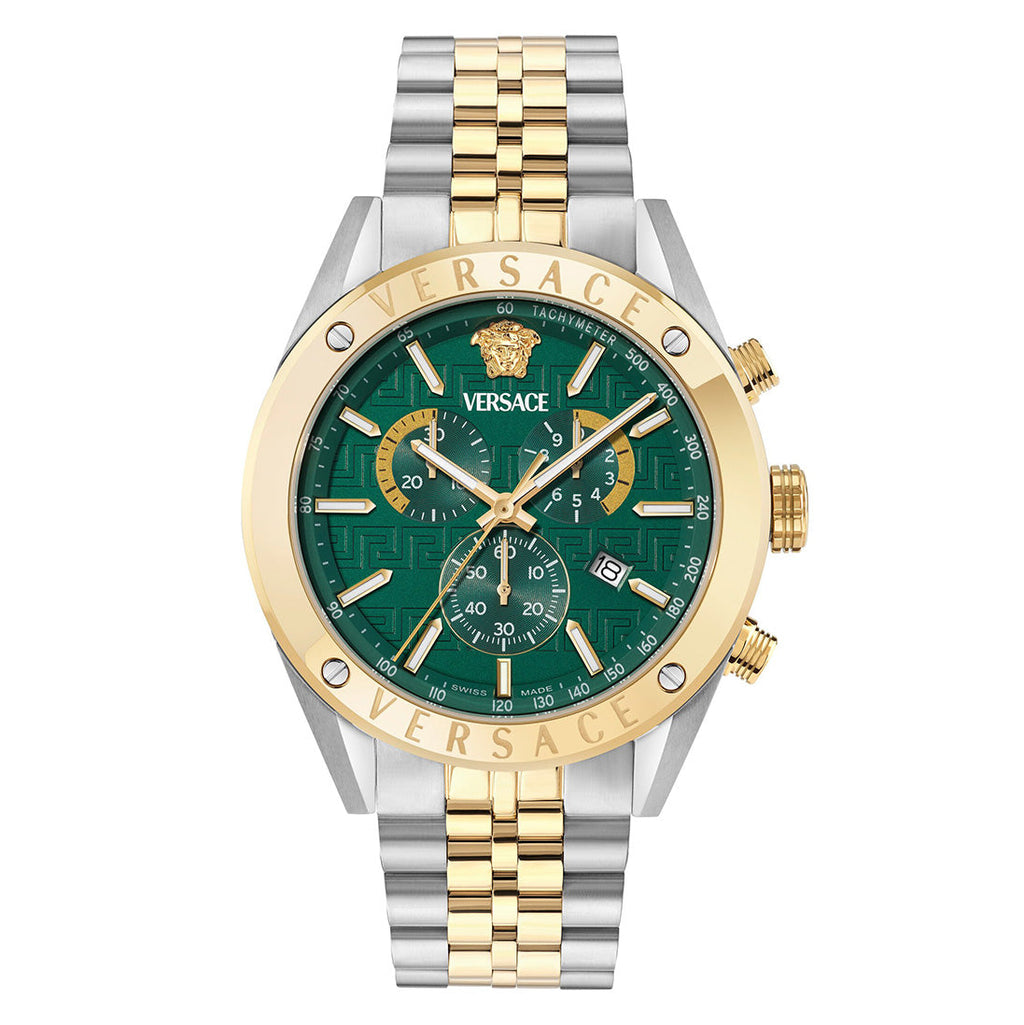 Versace Athletics 44mm Men's Green Dial Chronograph Watch