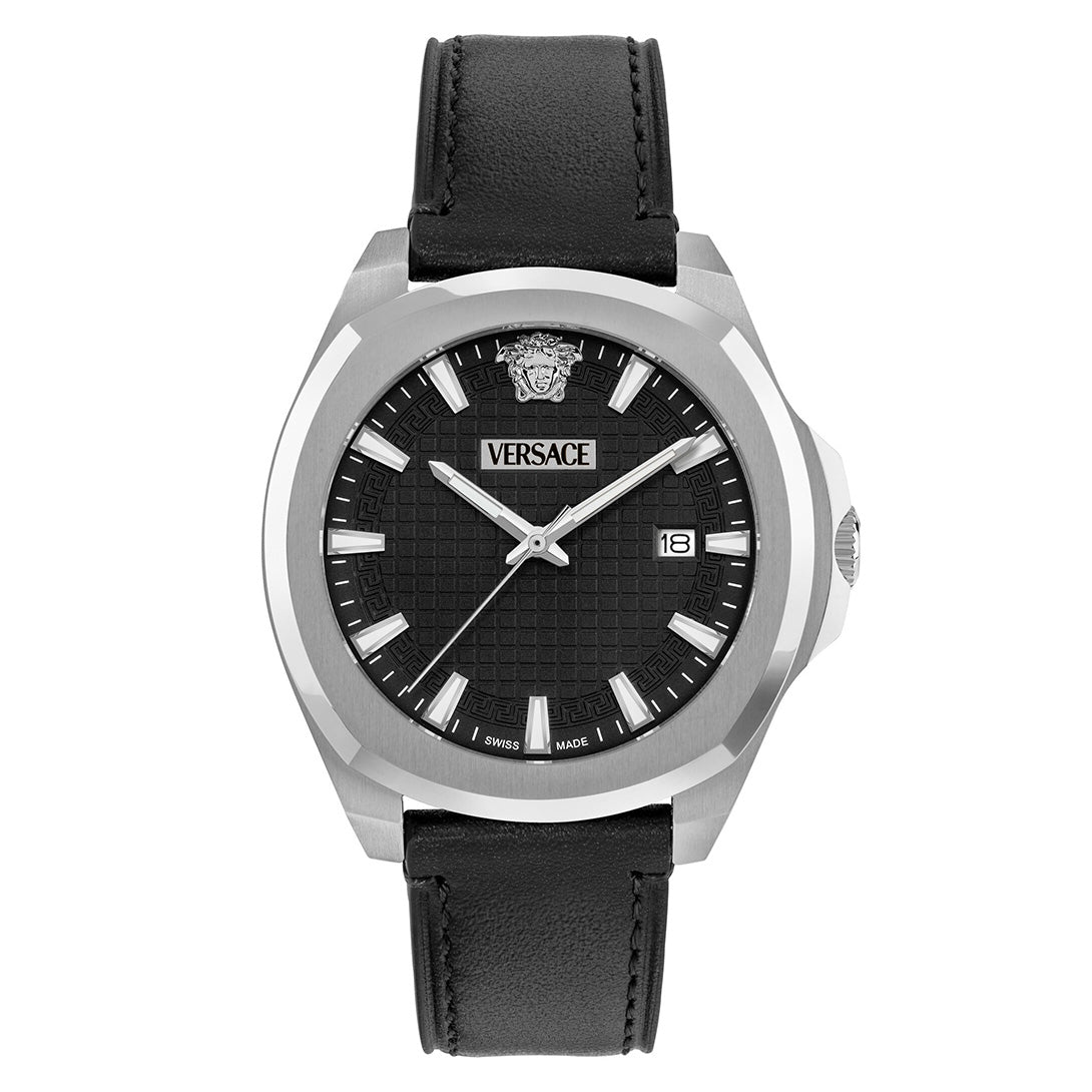 Versace Luxury 42mm Black Silver Men’s Dress Watch