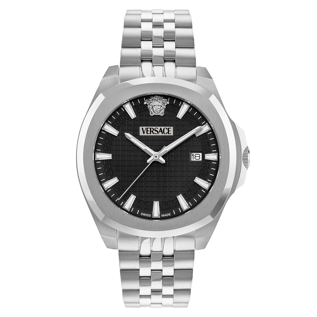 Versace Luxury 42mm Black Silver Men’s Dress Watch