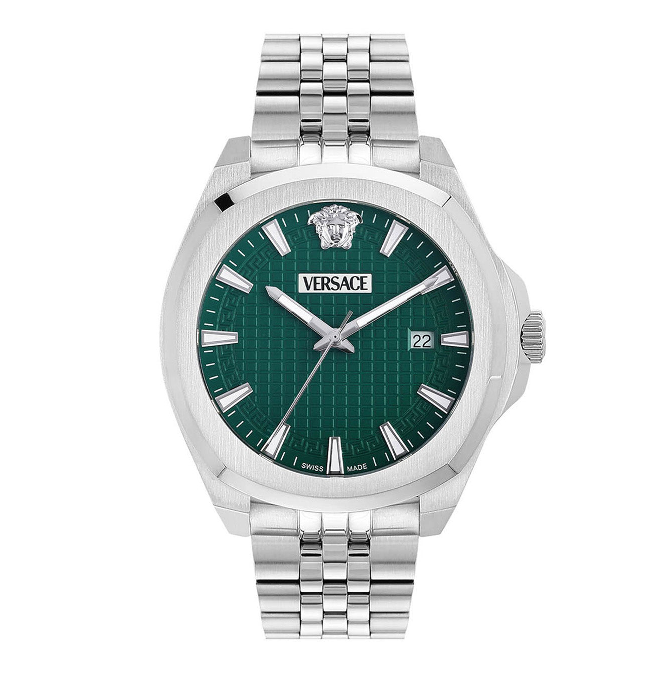 Versace Luxury 42mm Classic Green Silver Men’s Watch