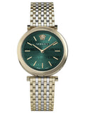 Versace Ladies Watch V-Twist 36mm Green Two-Tone Bracelet